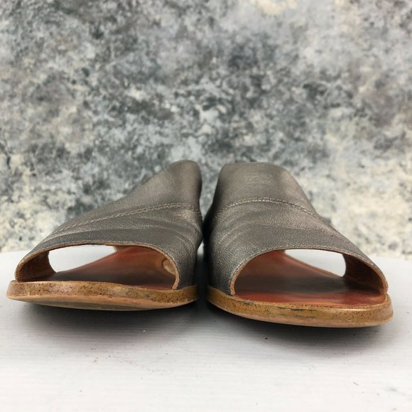 1.State Women's Size 8M Celvin Pewter Leather Open Toe Cutout Slip On Flats - Picture 2 of 11